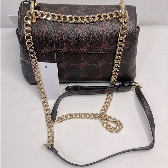 Nicole Miller Brown and Gold Crossbody Bag with Elegant Chain Strap NWT - Picture 3 of 7